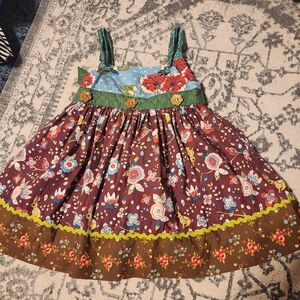 Matilda Jane Floral Dress with Green and Brown Accents